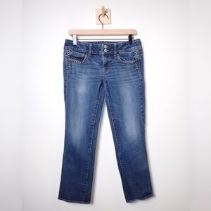 American Eagle Women’s Artist Crop Studded Denim Low-Rise Jeans Size 8 Regular